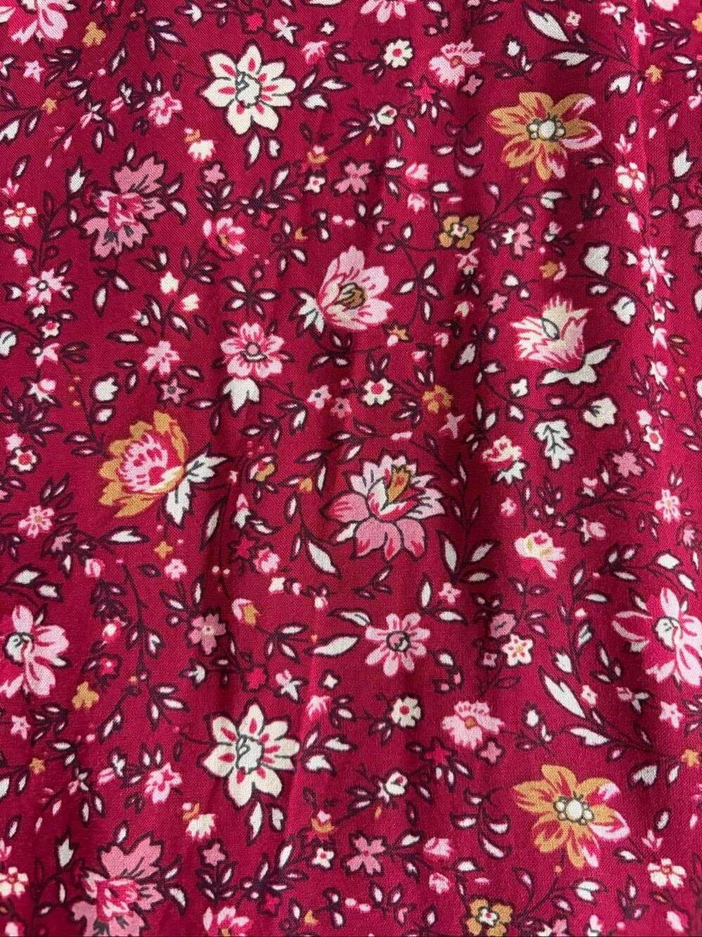 April Cornell Burgundy Floral Prairie Maxi Dress Pintuck Boho Cottagecore Size S - Picture 10 of 12